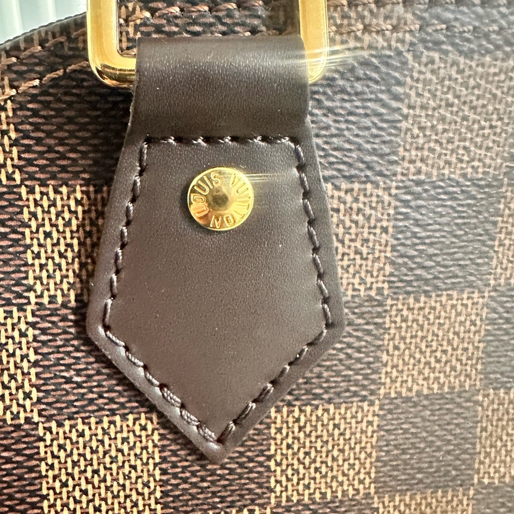 Brown Checkered Designer Handbag - image 8